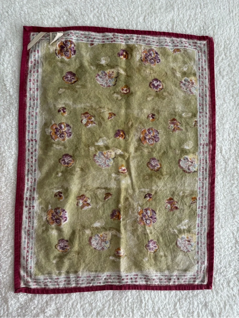 Couleur Nature Paris by Bruno Lamy Placemat Pansy Floral Hand Block Print France